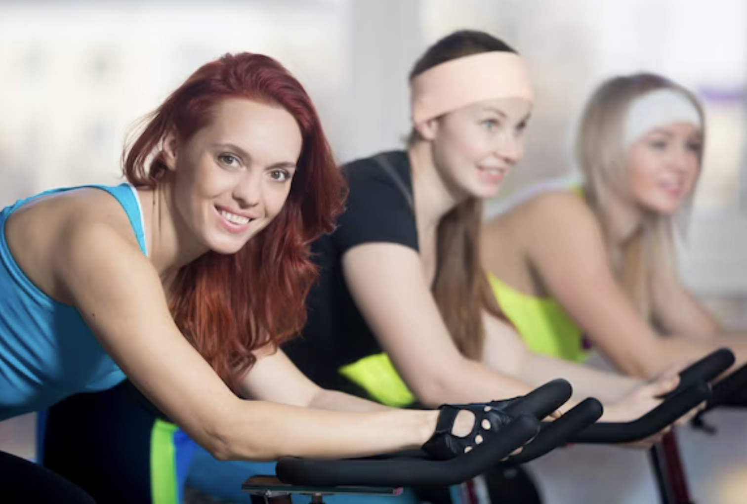 Spin class cycling