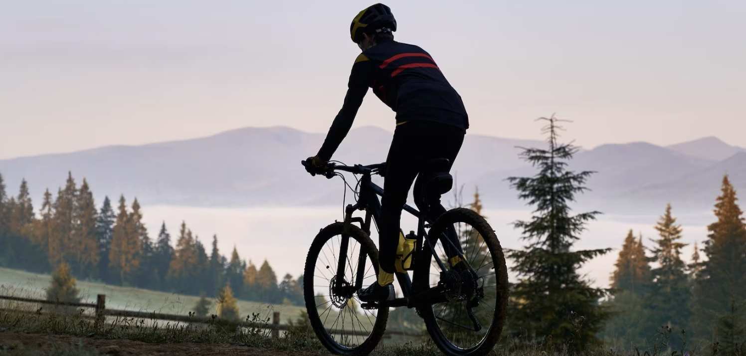 Man riding mountain bike