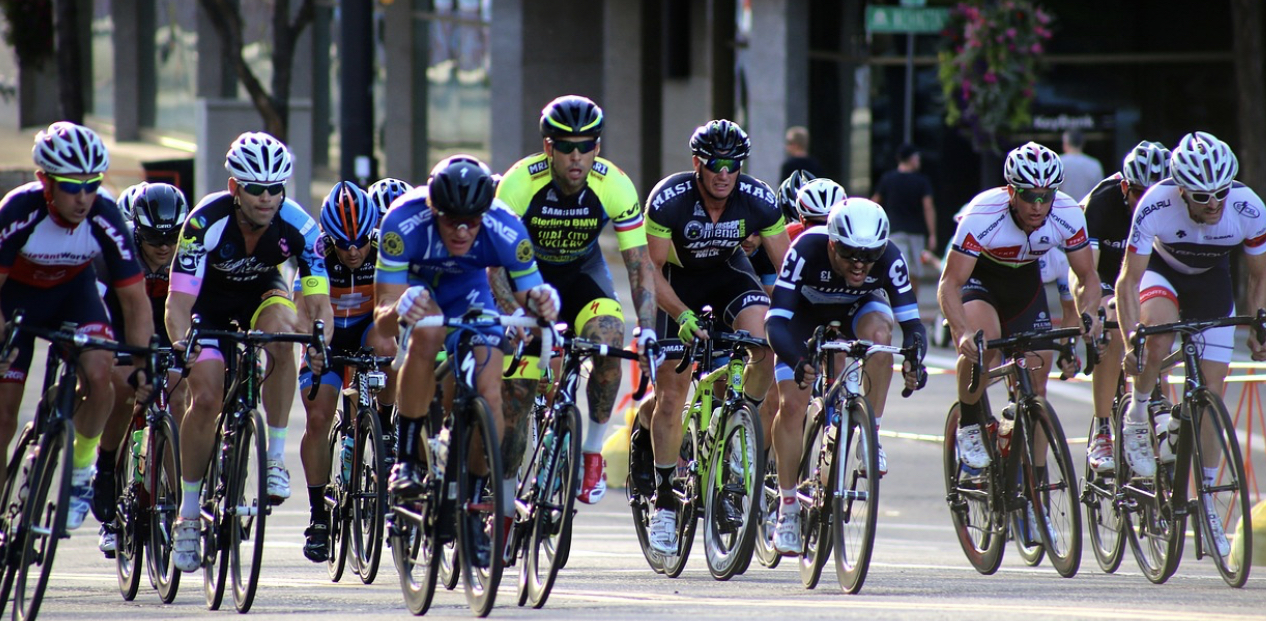 Professional cyclists racing